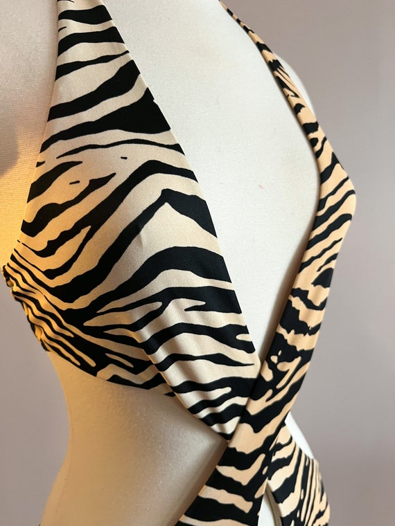 Y2K Beige Zebra Print Sexy Monokini From Victoria… - image 3