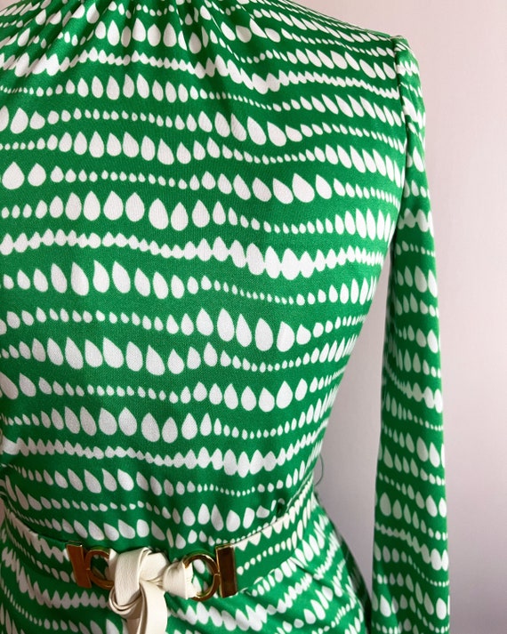 1970s Green and White Adele Simpson Vintage Dress… - image 3