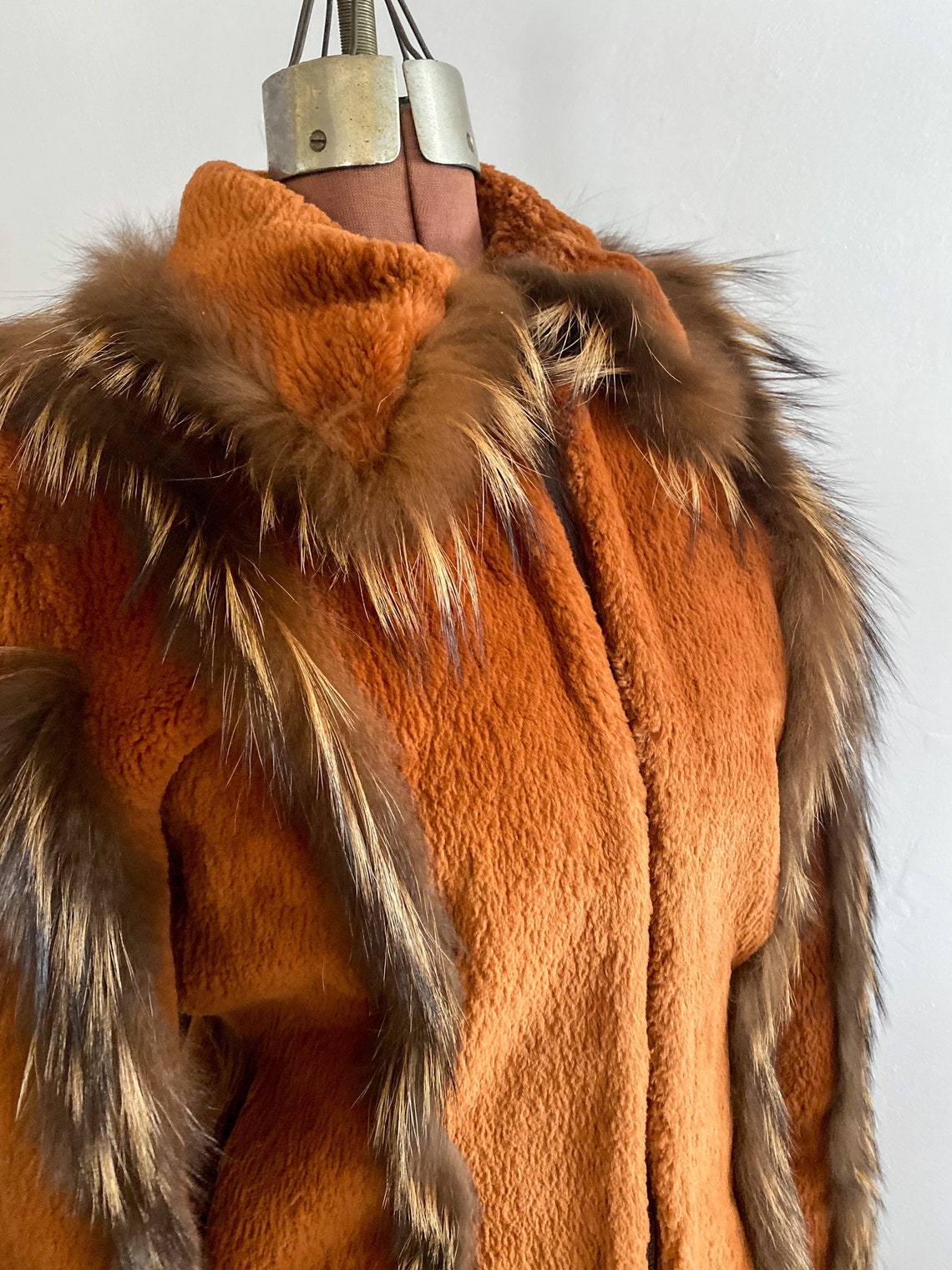 1970s Vintage Burnt Orange Fur Coat with Ultra Glam Fox Fur Etsy
