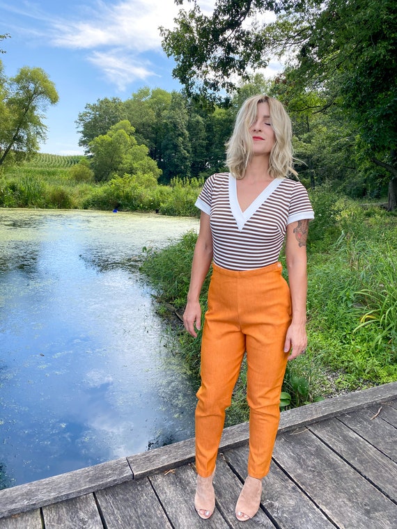 1950's Vintage Rare Orange Denim Cigarette Pant |
