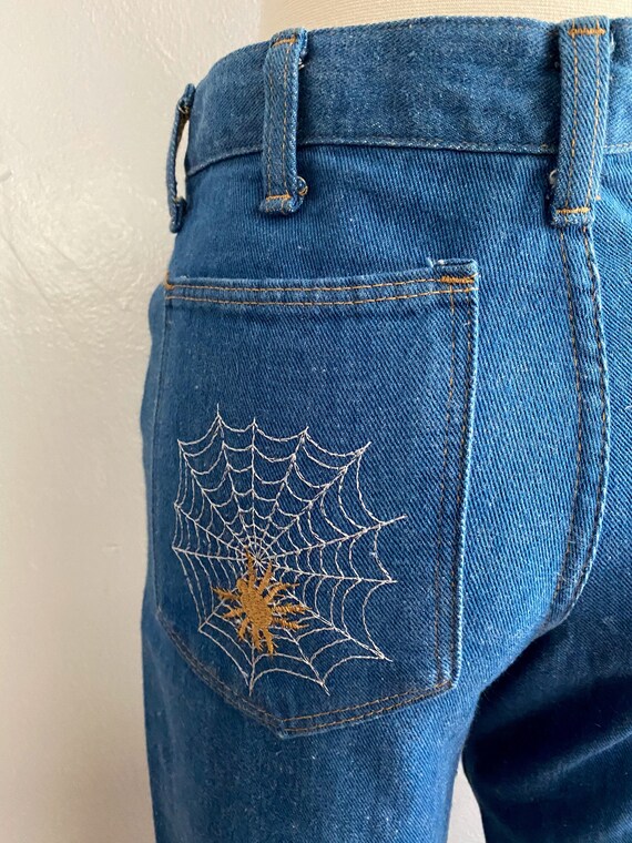 1970's Rare Spiderweb Embroidered Wrangler Jeans |