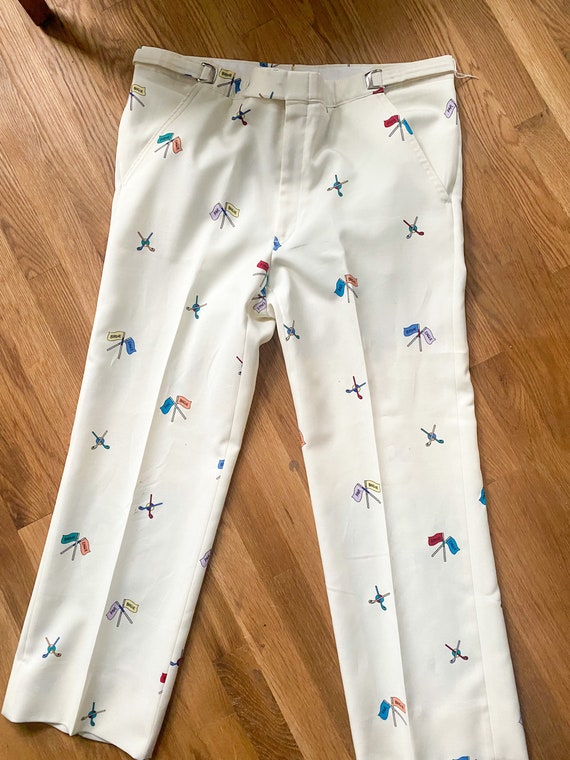 70s/80s Bensol Mens Golf Pants Novelty Print Par B