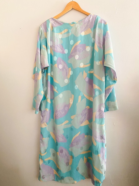 Vintage 1980s Peach Dolman Sleeve Shft Dress Small