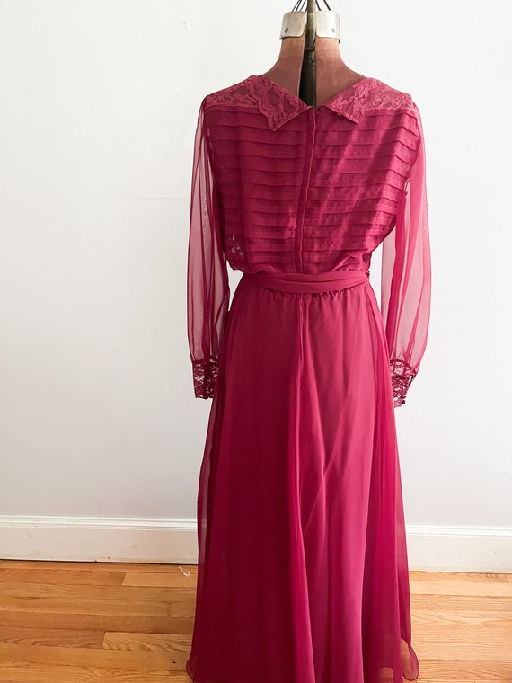 1970s Maroon Oxblood Chiffon Dress Miss Elliette … - image 6