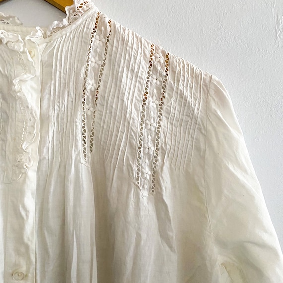 Edwardian vintage cotton long nightgown w/long sle