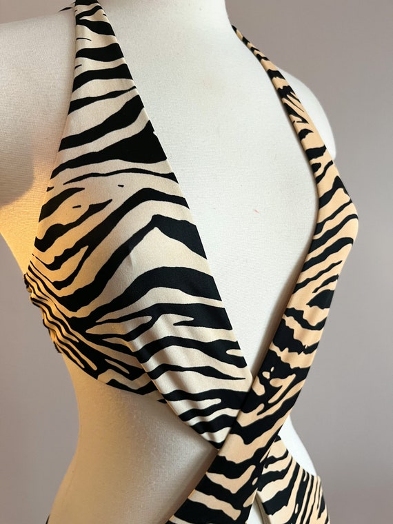 Y2K Beige Zebra Print Sexy Monokini From Victoria… - image 4