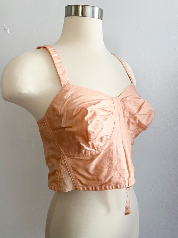 1950s Vintage Bullet Bralette in Pink with Garter