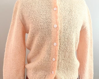 Late 50s / Early 60s Peach Mohair Cardigan by Shouldereze of Soufflé