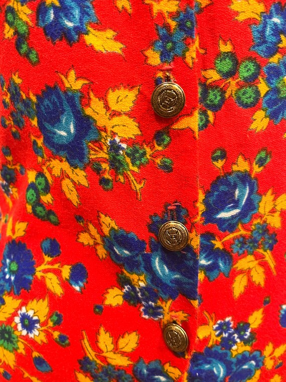 1960s Romper Union Label Tagged Red with Blue Flo… - image 8