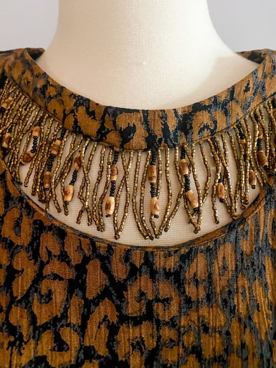 1980s Carole Little Leopard Rayon Fringe Top and … - image 2