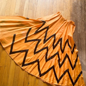 Vintage Halloween Magic! Pumpkin skirt with black ribbon chevron side snap