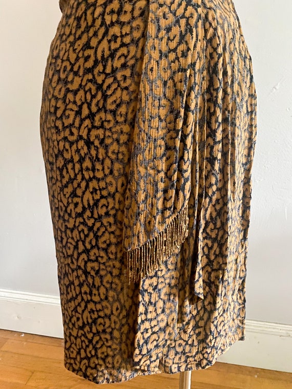 1980s Carole Little Leopard Rayon Fringe Top and … - image 5