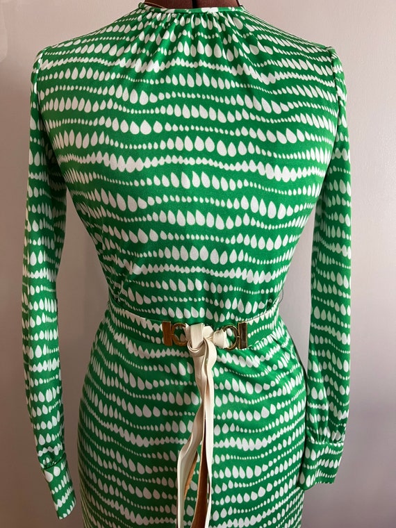 1970s Green and White Adele Simpson Vintage Dress… - image 2