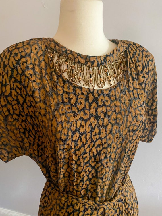 1980s Carole Little Leopard Rayon Fringe Top and … - image 4