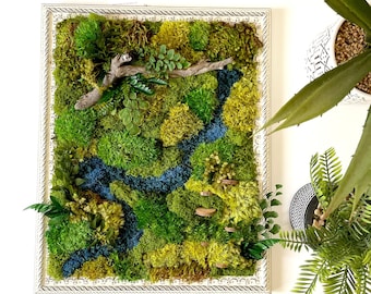 Moss Painting, Moss wall Art, Preserved Moss, Moss Art, No Maintenance, Waterfall art