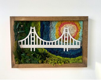 Golden Gate Bridge, Preserved Plants, Rectangle Frame, San Francisco Art