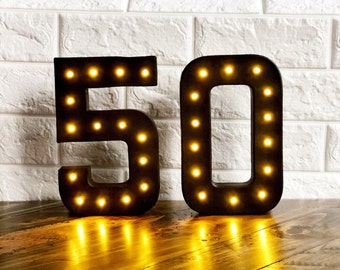 8" Light up Number, Cardboard Number, Battery Operated, Marquee Number, Birthday Decorations,