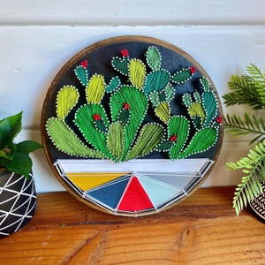 String Art, Cactus String Art, Prickly Pear, Succulent Art, Desert Cactus