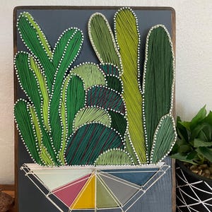 Cactus String Art, Thread Art, Succulent Art, Prickly Pear, Saguaro Cactus, cactus in pot