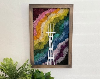 Moss Art, San Francisco Sutro Tower, Preserved Plants, Rainbow Art