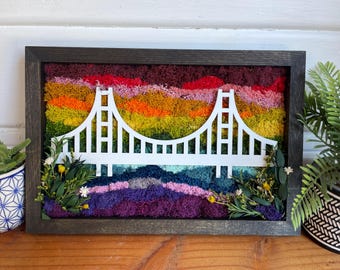 Golden Gate Bridge with Rainbow Plants