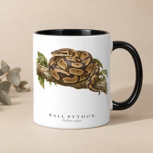 Tasse mit Königspython-Motiv, Geschenk für Schlangenliebhaber, Geschenk für Ihn, Keramik-Kaffeetasse, Design im Stil eines Feldführers