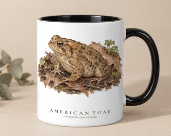 American Toad Mug, Frog Lover Gift, Gift for Her, Ceramic Coffee Cup, Field Guide Design