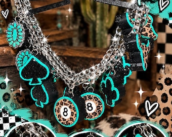 Viral Charmie auto-luchtverfrisser | Western Leopard auto-luchtverfrisser | Turquoise auto-hanger | Cowgirl auto-accessoire