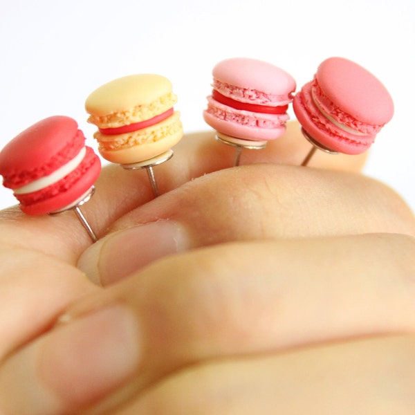 Home Baked Macaroon Ear Studs- Set of 4