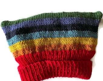 Beanie winter hats wool knit handmade beanies rainbow pussyhat