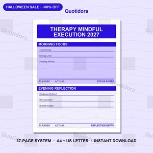 2027 Therapy Mindful Execution Printable System | Executive Function Worksheets for Busy Adults