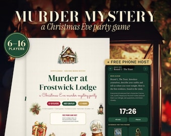 Julmordmysteriespel för 6-16 spelare, utskrivbart partyspel, värden kan spela