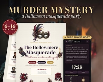 Halloween-mordmysteriespel för 6–16 spelare, utskrivbart maskeradspel, värden kan spela