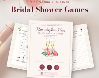 Vino Before Vows Bridal Shower Games, Wine Tasting Bingo, Bachelorette Party (Digital Download)