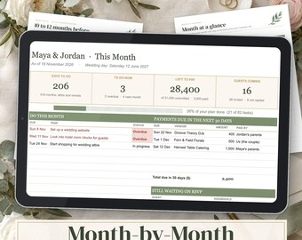 Trouwplanner spreadsheet Google Sheets Excel, maandelijkse checklist, budgettracker, gastenlijst