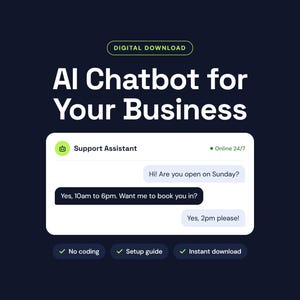 No-Code AI Chatbot Template for Small Business, Customer Service Bot (Digital Download)