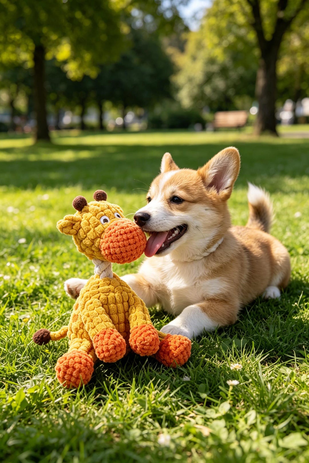 Giraffe Plush Dog Toy, Squeaky Stuffed Puppy Chew Toy, Durable Rope Dog ...