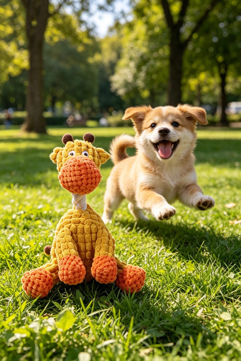 Giraffe Plush Dog Toy, Squeaky Stuffed Puppy Chew Toy, Durable Rope Dog ...