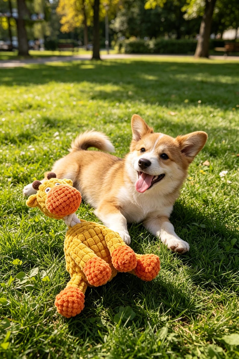 Giraffe Plush Dog Toy, Squeaky Stuffed Puppy Chew Toy, Durable Rope Dog ...