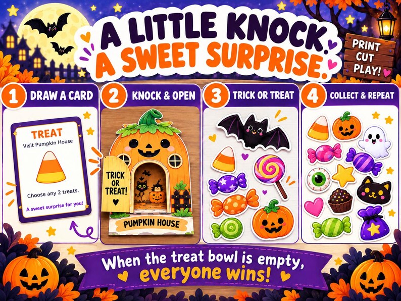 Halloween Trick or Treat Printable Game for Kids: Cut and Glue Craft ...