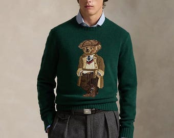 Pull classique Ralph Lauren à l'effigie d'un ours - Maille ultra-douce et chaude pour homme/femme