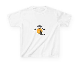 Happy Halloween Cat Tee | Kids Halloween Shirt, Pumpkin Moon Design