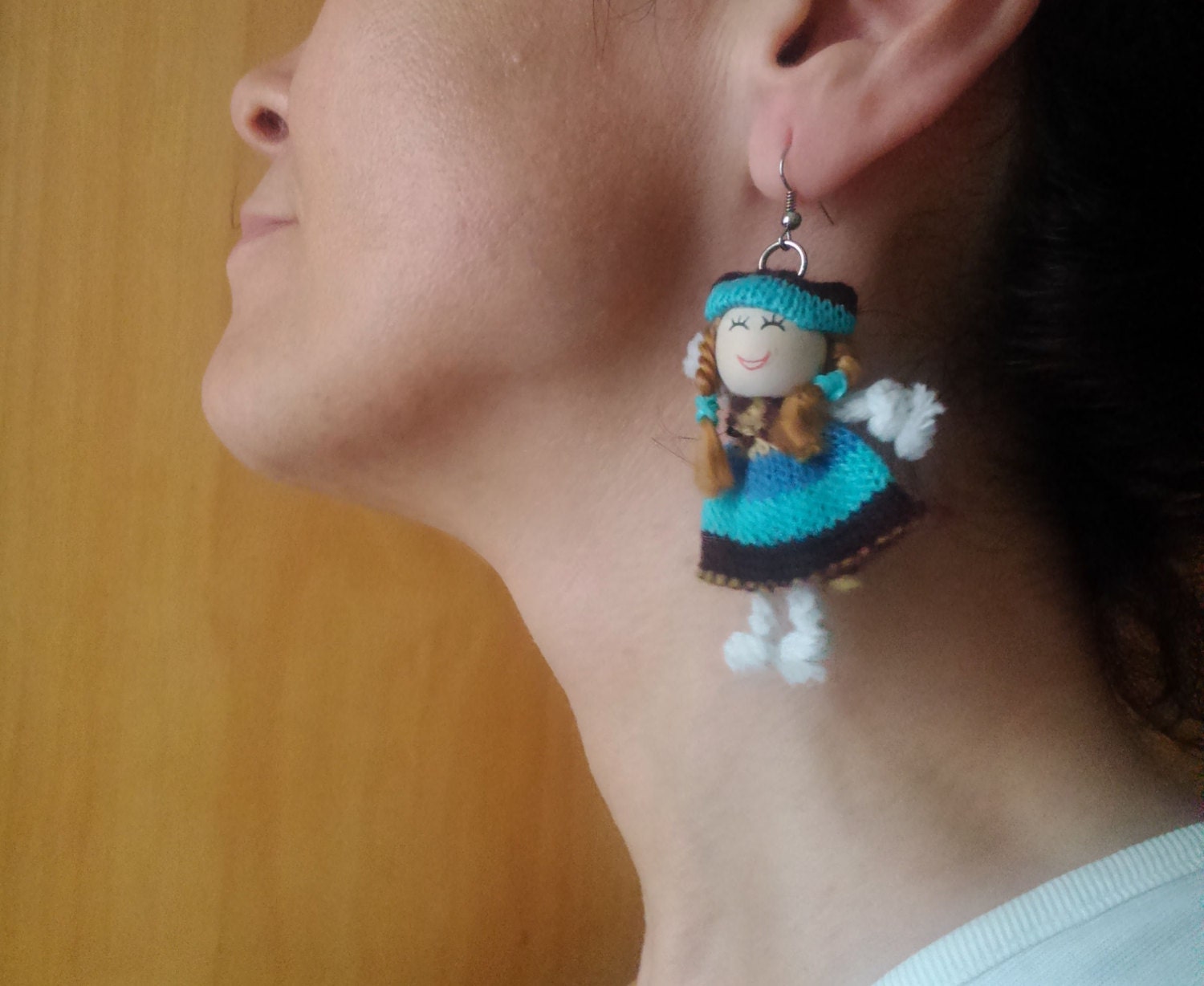 Fabric doll earrings natural earrings unique rag doll Etsy