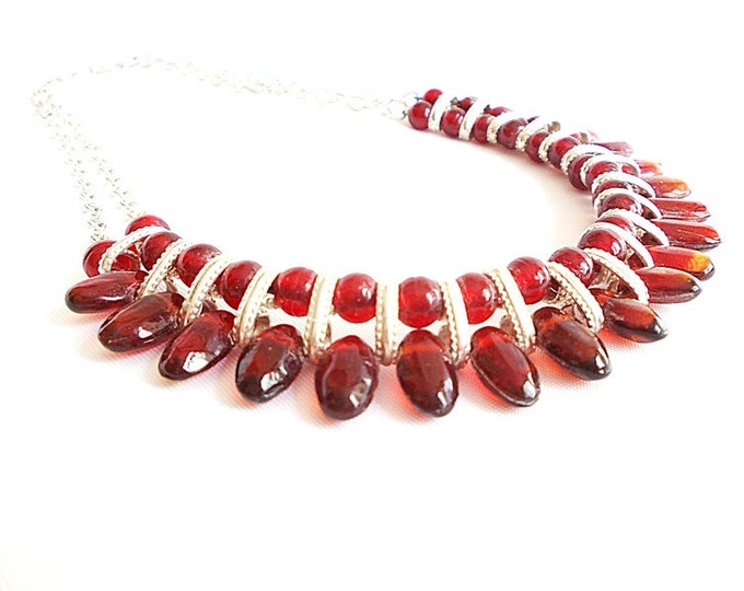 Plastic Bead Necklace, Elegant Sophisticated Necklace, Ethnic Necklace