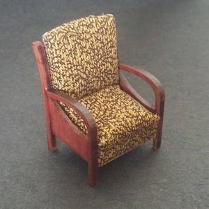 Dollhouse miniature furniture kit half scale (1:24) Art Deco lazy chair.