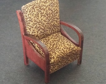 Dollhouse miniature furniture kit half scale (1:24) Art Deco lazy chair.