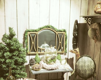 Dollshouse miniature Art Nouveau furniture garden mirror quarter scale (1/48)
