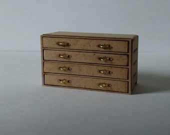 Commode miniature pour maison de poupée à l'échelle 1/24, Art déco, Art nouveau.