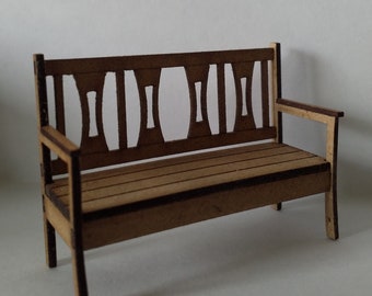 Dollhouse miniature garden bench KIT 1/24 half scale