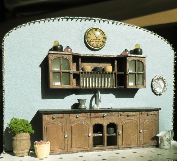 Libreria In Miniatura Scala 1:12 Per Casa Delle Bambole - Stile Vintage Cottage, Legno Da Assemblare